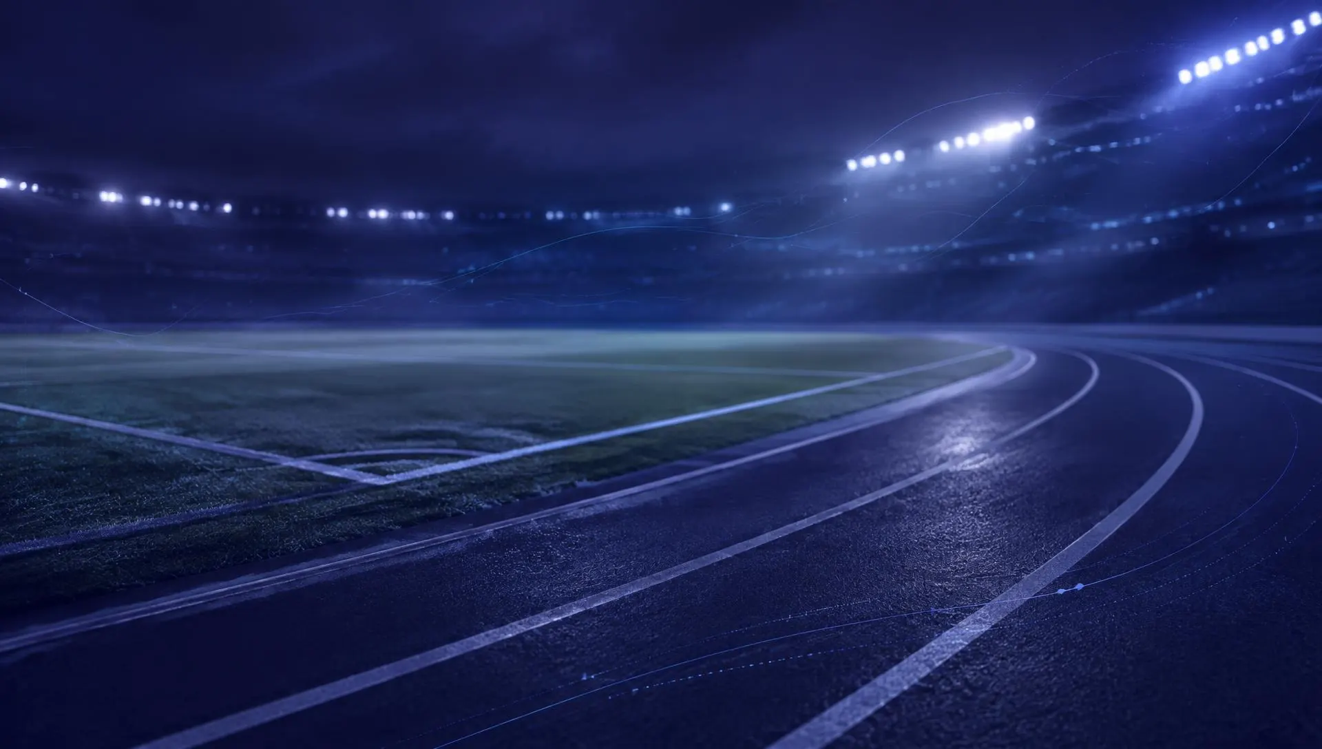Lignes de terrain et lumières de stade